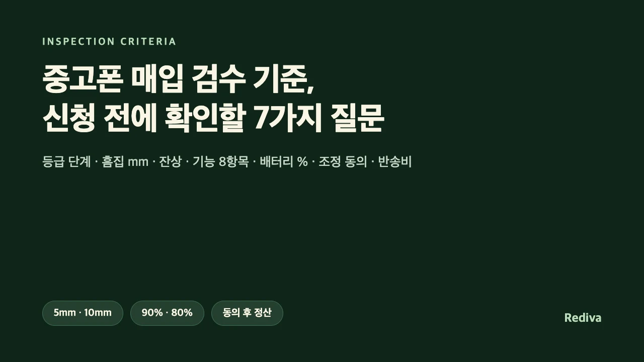 중고폰 매입 업체 검수 기준 — 신청 전 확인할 7가지 질문 판매 가이드 이미지